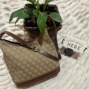 Dooney & Bourke vintage canvas and leather hobo shoulder bag